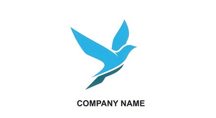 Blue Bird Logo Template with Company Name Placeholder on White