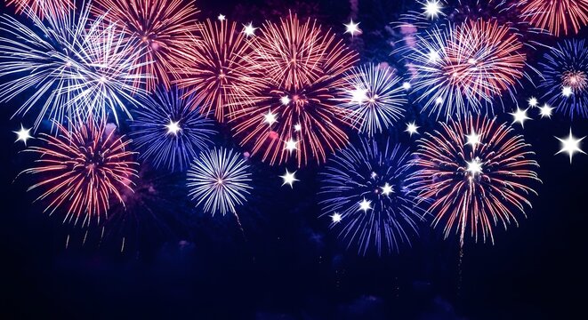 Memorial day fireworks display honoring fallen heroes with patriotic colors and lights on memorial day weekend