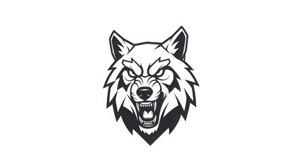 Obraz premium Fierce Wolf Head Illustration Vector Art, Aggressive Animal Mascot Graphic