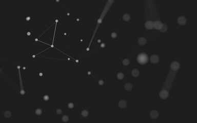 Fototapeta premium Abstract background. Molecules technology with polygonal shapes, connecting dots and lines. Connection structure. Big data visualization.
