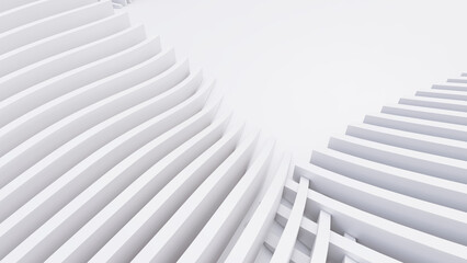 Abstract Curved Shapes. White Circular Background.