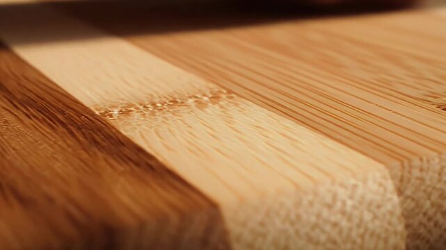 Detailed close up view of a bamboo product showing its natural grain