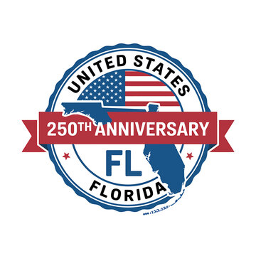 Florida 250th anniversary United States seal logo with American flag  commemorative badge