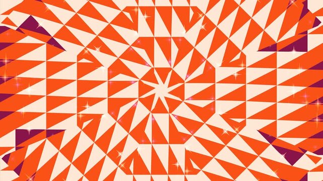 Dynamic Symmetrical Graphic Background with Interlocking Orange and Beige Polygons Creating a Hypnotic Abstract Visual Texture and Intricate Design