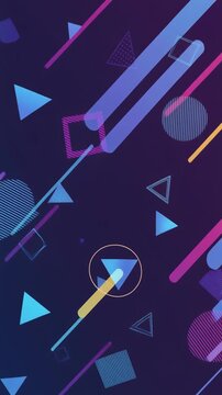 Geometric shapes in neon colors.