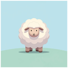 Obraz premium Cartoon Sheep Standing on Green Surface.