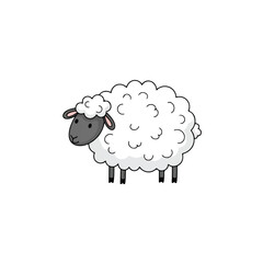 Obraz premium Simple Cartoon Sheep Illustration.