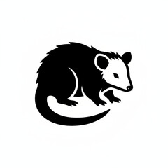 Obraz premium opossum silhouette icon - minimalist wildlife animal vector illustration for nature and mascot design