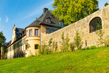 Historic Schloss Höchst castle in Frankfurt am Main, german medieval architecture landmark, cultural heritage, Germany tourism, travel destination, fortress architecture, travel Europe © kittyfly