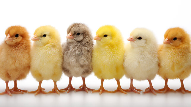 two little chickens isolated on white background 