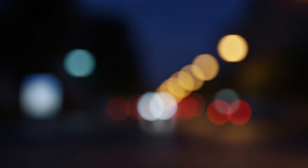 Abstract Blurry Urban Street Lights Creating Colorful Bokeh Effect