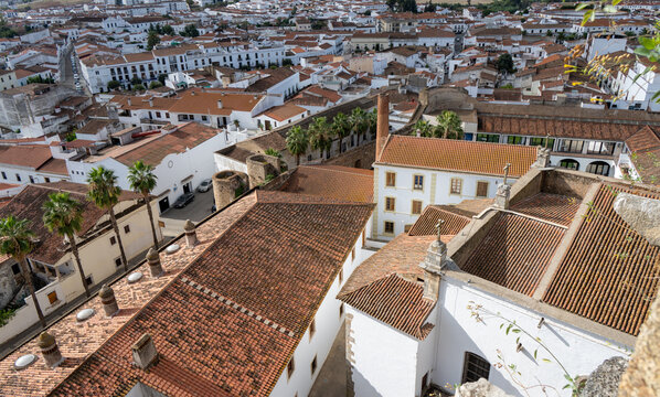 Rooftop View Over Historic Quarter in Olivenza, Spain