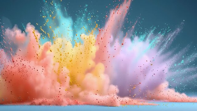 Color powder explosion abstract colorful dust cloud vibrant paint burst pastel smoke splash creative color background festival color concept dynamic motion art bright pigment cloud modern design
