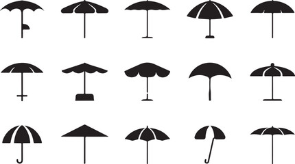 Umbrella Icons Collection Various Styles and Designs parasol rain © Sabbir Art Express