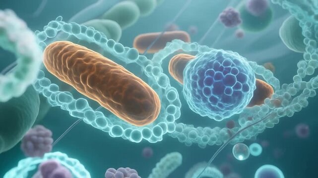 Molecular Structure of Interferon Forming a Glowing Network with Cellular Components in a Microscopic Environment