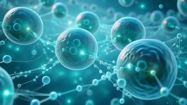 Cinematic Visualization of Interferon Molecules Forming a Glowing Molecular Network