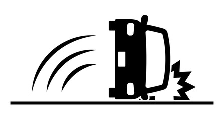 横転する車のシルエット