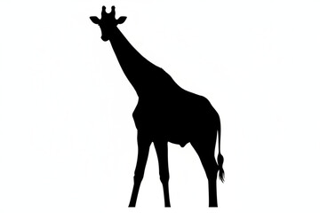 Fototapeta premium Giraffe Silhouette: Capturing the elegance of a giraffe against a simple backdrop, this silhouette emphasizes its distinctive form and presence. 