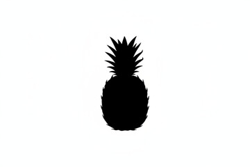 Pineapple Silhouette: A striking black silhouette of a ripe pineapple against an empty background, embodying tropical fruit freshness and natural charm. © MetaPixel Studio