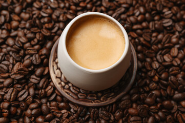 Sophisticated Espresso Beverage Intricately Illustrated With Swirling Crema Design