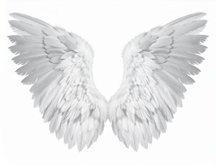 Obraz premium Beautiful White Angel Wings Isolated on White Background.