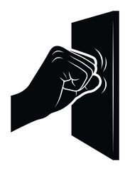 Fist knocking hitting at door flat vector illustration with simple style as 100 symbols © GoDesigner