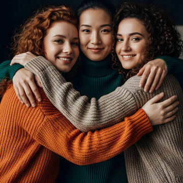 Empowered women supporting each other on international women's day