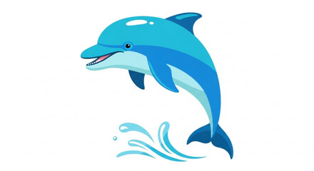 Obraz premium Smiling dolphin jumping out of water with splashes