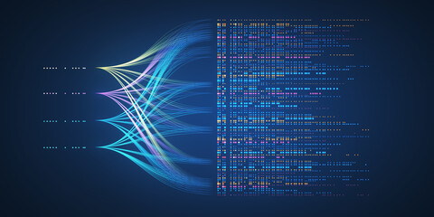 Abstract Data Flow Visualization Showing AI Network Connections and Machine Learning Data Mapping