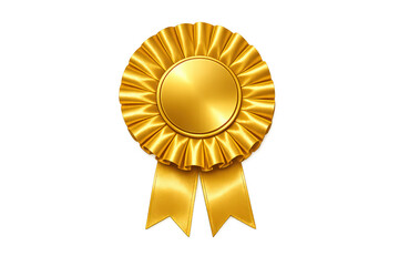 Fototapeta premium Golden award ribbon rosette representing success, achievement, and premium quality, with transparent background