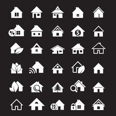 Obraz premium A set of black outline house icon. Property design and logo collection