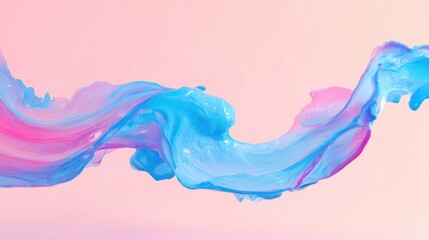 Fototapeta premium Abstract pastel pink and blue paint fluid composition with empty copy space