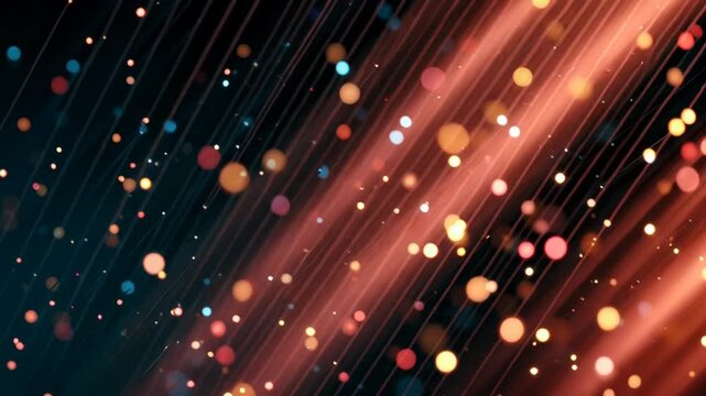 Abstract blurry dots random moving with shiny light