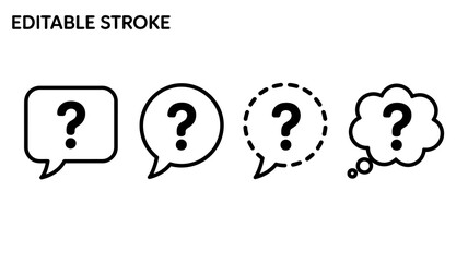 Fototapeta premium A series of four black outline speech bubbles each containing a question mark varying in style and detail high quality professional detailed modern elegant stylish clean