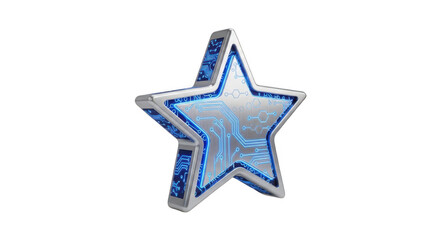 Obraz premium A blue and silver star on a white background isolated on transparent background