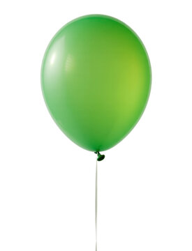 Green balloon on a string inflated balloon shiny isolated on a transparent background