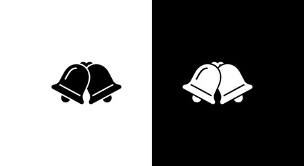 Wedding Bells Icon Set in Black and White, Minimal Celebration Notification Symbol on Square Background