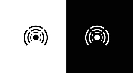 WiFi Wireless Signal Icon Set in Black and White, Minimal Internet Connectivity Symbol on Square Background