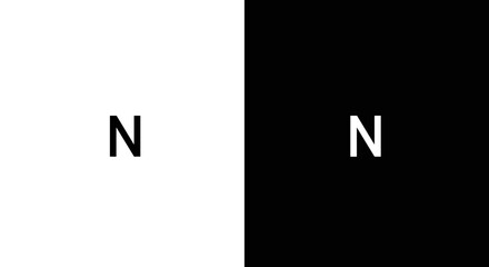 Letter N Icon Set in Black and White, Minimal Typography Symbol on Square Background