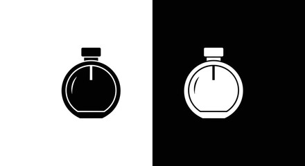 Stopwatch Timer Icon Set in Black and White, Minimal Chronometer Time Symbol on Square Background