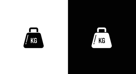 Kilogram Weight Icon Set in Black and White, Minimal Mass Measurement Symbol on Square Background