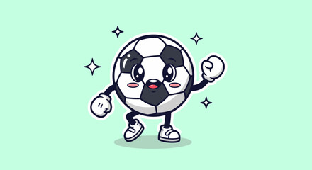 Playful Cartoon Soccer Ball Mascot in Action.