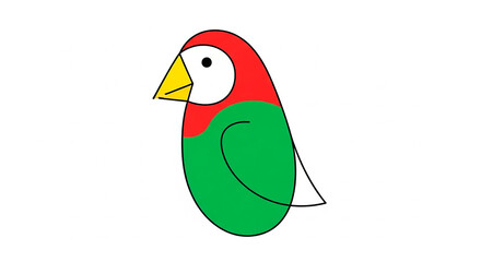 Abstract Red and Green Bird Illustration on White Background