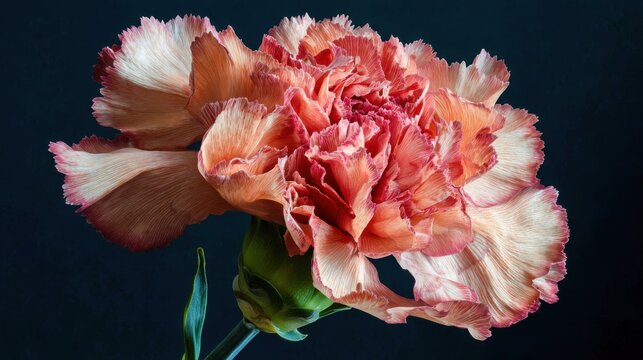 Vibrant Caron Flower with Delicate Petals Against Dark Background