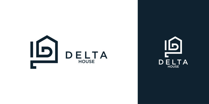 Creative building logo design with letter D ,delta house logo premium vector