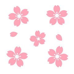 Japanese Cherry Blossom Sakura flowers and petals set. Spring decoration.