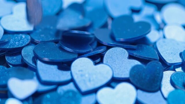 ヘルスケアイメージ青のハートスパンコール背景動画素材