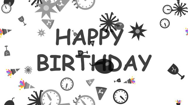 Birthday Celebration Elements Black White.