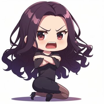 不満そうな顔で座り込むちびキャラの女性、デフォルメキャラクター、怒り、アニメーション、AI生成動画
Chibi character woman sitting with a displeased face, deformed character, anger, animation, AI generated video