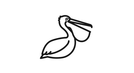 Obraz premium Cute vector illustration of an abstract pelican bird silhouette with a large beak designed as a nature symbol for wildlife and lake animals